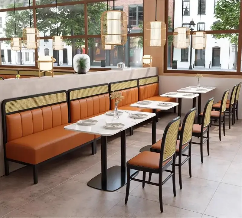 Modern Rattan Commercial Restaurant Furniture Booth Seating High Quality Custom Comfortable Leather Restaurant Bar Booths