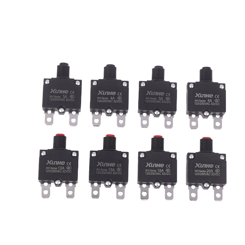 3A 4A 5A 6A 7A 8A 10A 12A 13A 15A 18A 20A Thermal Switch Circuit Breaker Current Overload Protector Overload Switch