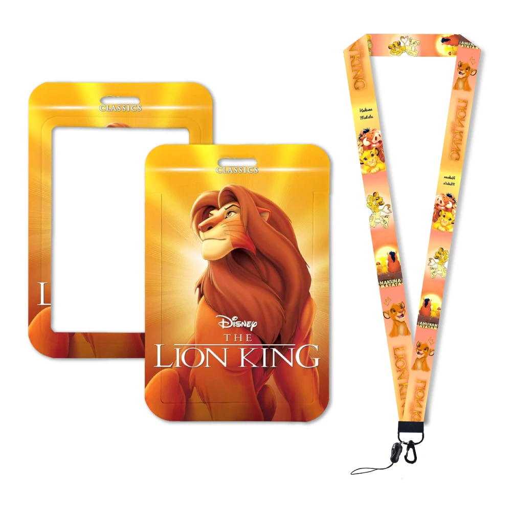 ใหม่พวงกุญแจดิสนีย์ Lion King สำหรับกุญแจที่ใส่ป้ายบัตรประจำตัวบัตรเครดิตสายคล้องคอพวงกุญแจเครื่องประดับสายโทรศัพท์แขวน