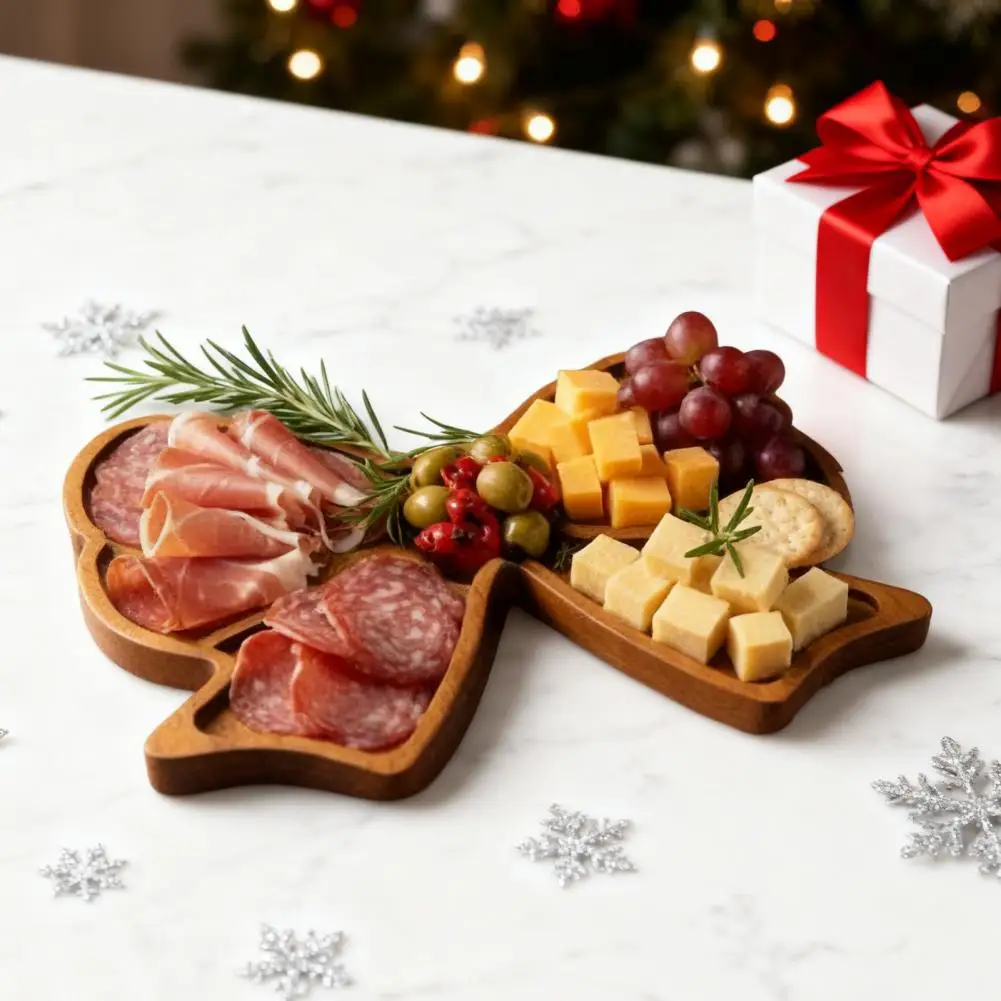 

Доска для мясных изделий с бантом, многофункциональное блюдо для сервировки еды для конфет, печенья, фруктов, деревянный поднос для закусок, товары для вечеринок