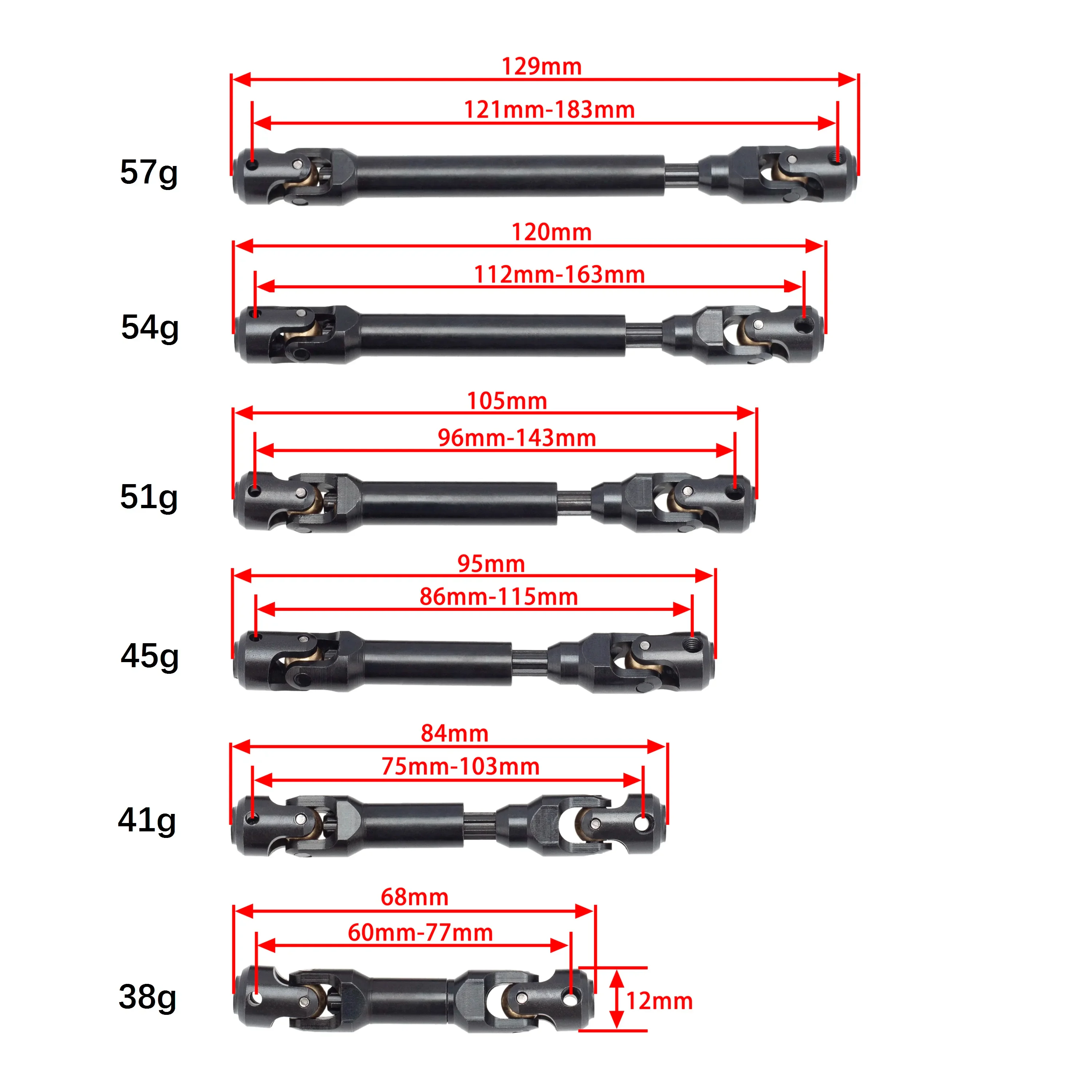 Steel Heavy Duty Drive Shaft for 1/10 RC Crawler Car Axial SCX10 90046 AXI03007 Capra Wraith Traxxas TRX4 TRX6 Redcat GEN8 CC01