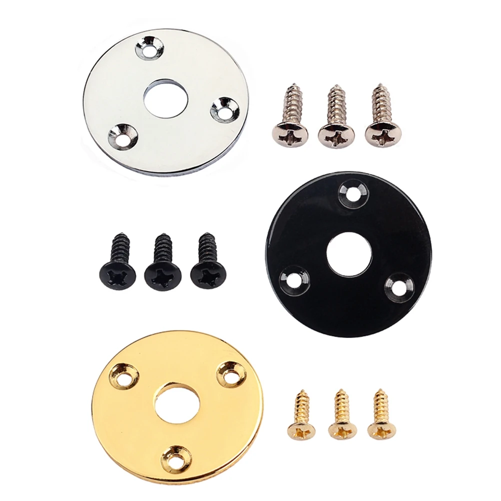 Round Guitar Plate 1/4 Inch Electric Guitar Pickup Output Input Plug With 2 Mounting Screws