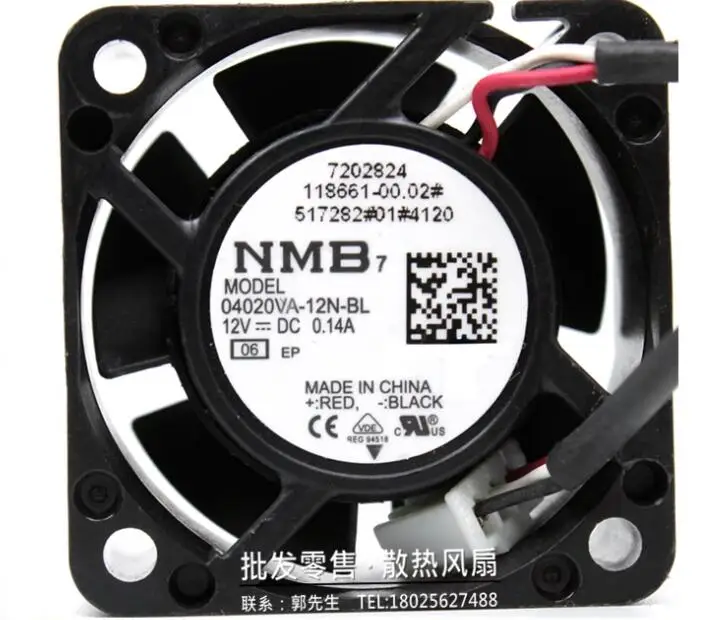 

NMB 04020VA-24N-BL DC 12V 0.14A 40x40x20mm 3-Wire Server Cooling Fan