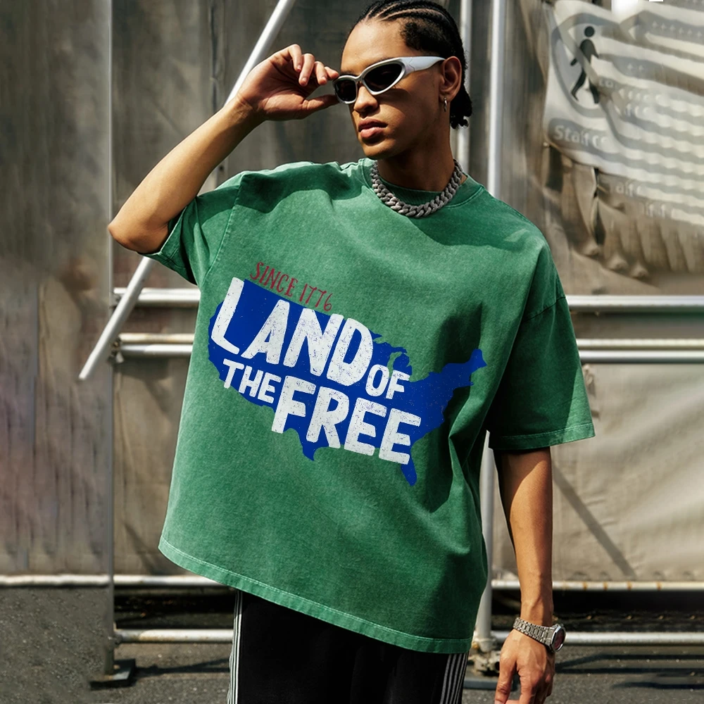 

Land of the Free Trendy Vintage Unisex Washed T-shirt 90s Vintage Oversize T-Shirt Retro Washed Stylish Tee