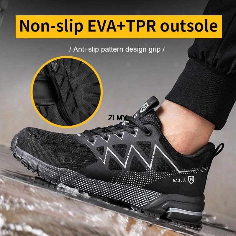 Anti-smash Safety Shoes Men Steel Toe Sneakers Puncture Proof Breathable Work Boots Man Fashion Construction Protective Footwear