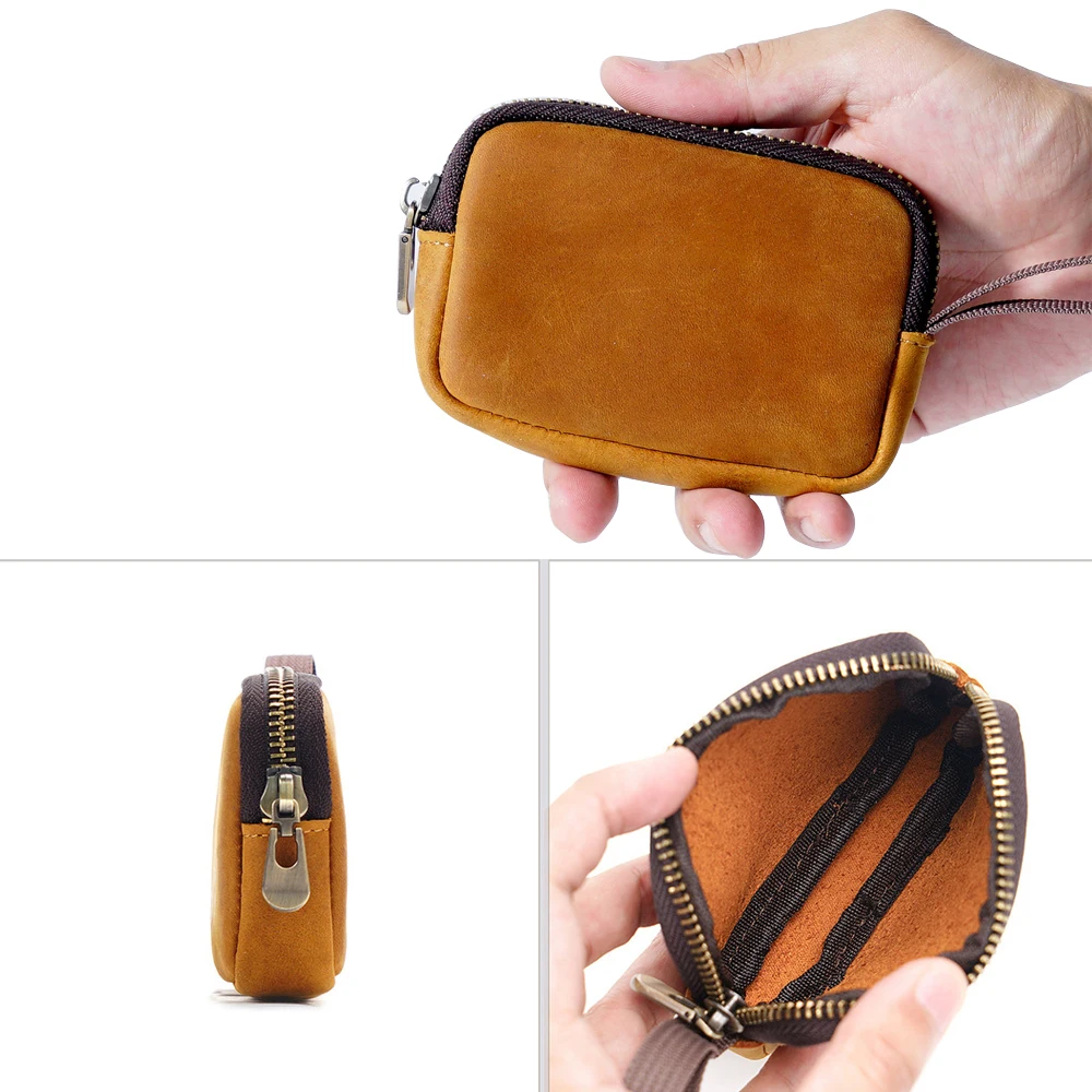 Vintage Handmade Leather Organizer Wallet - Multi-Functional Mini Purse for Cash, Cards, Coins & Keys