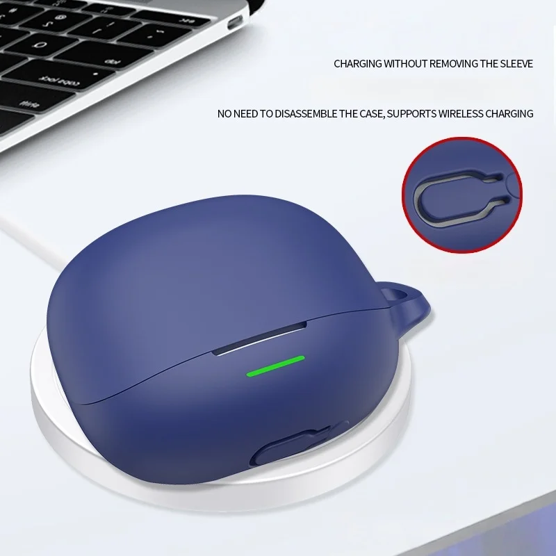 Soft Silicone Protective Case For QCY MeloBuds N65 Shockproof Anti-Drop Wireless Earbuds Cover Portable Headset Shell With Hook view 4