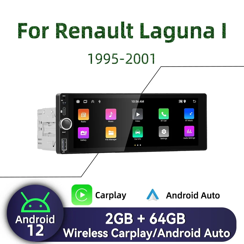 For Renault Laguna I 1995-2001 1 Din Android Radio Carplay Android Auto 6.86