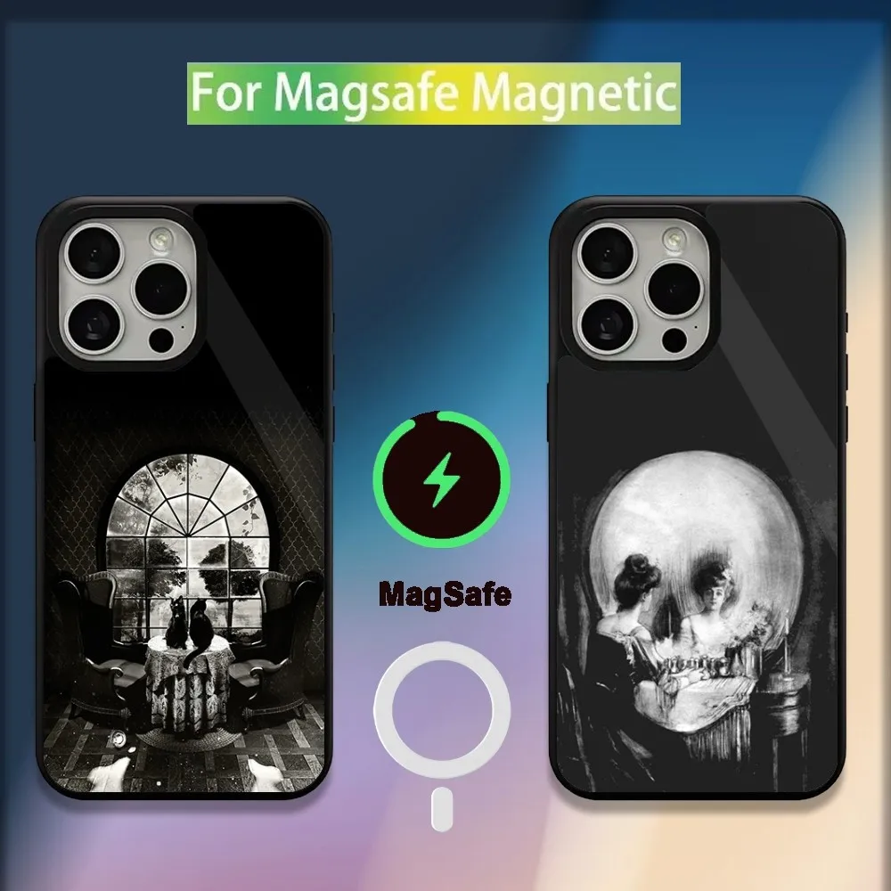 

Art Skull Phone Case For iPhone 16,15,14,13,12,11,Plus,Pro,Max,Mini Magsafe Magnetic Wireless Charging