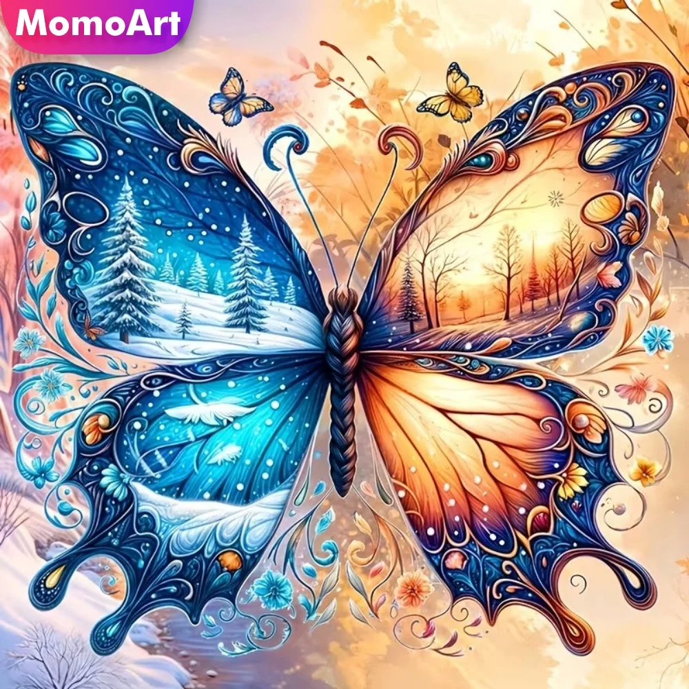 Momoart Diamantmalerei, Schmetterling, Tier, DIY-Diamantmosaik, geeignet für Anfänger, Stickerei, Heim, Schlafzimmer, Wandkunst