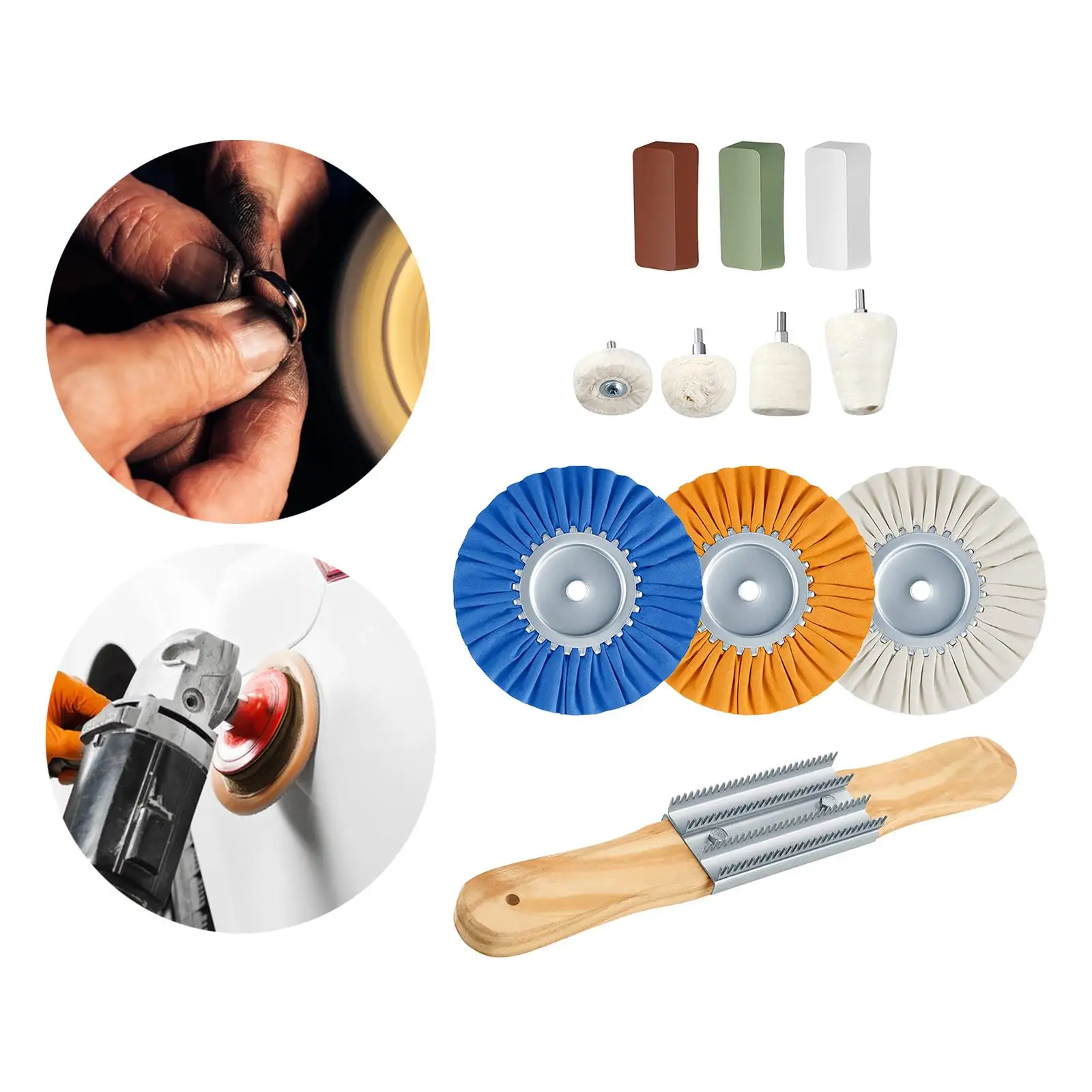 

11 Pieces Buffing Wheel Polishing Kit Buffing Pads for Wood Aluminum Metal