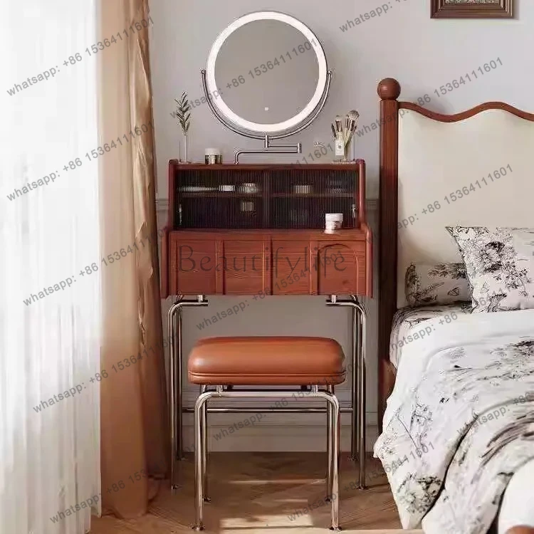 

French medieval retro style dressing table 60cm bedroom solid wood bedside dressing table