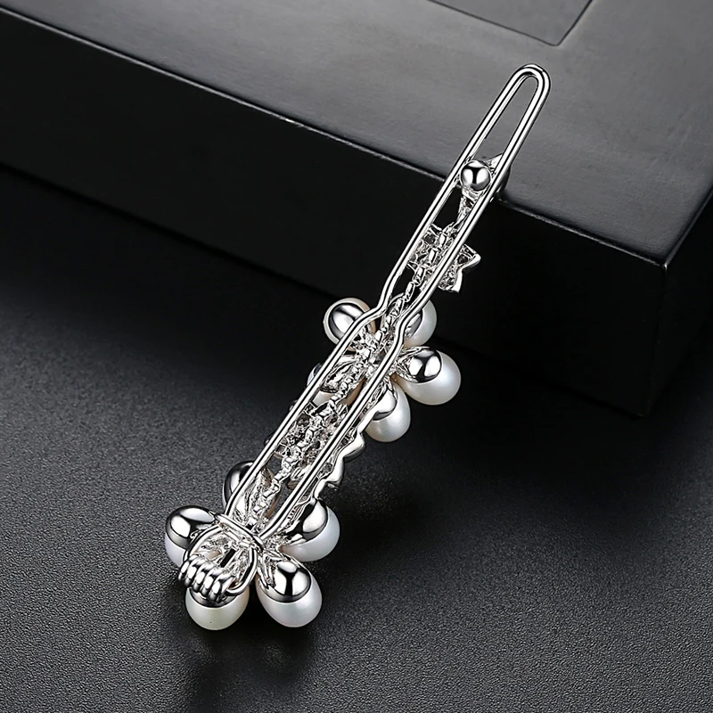 LUOTEEMI Freshwater Pearl CZ Hair Pins and Clips Cubic Zirconia Flower Bridal Hair Jewelry for Wedding Luxury Accessories Gifts