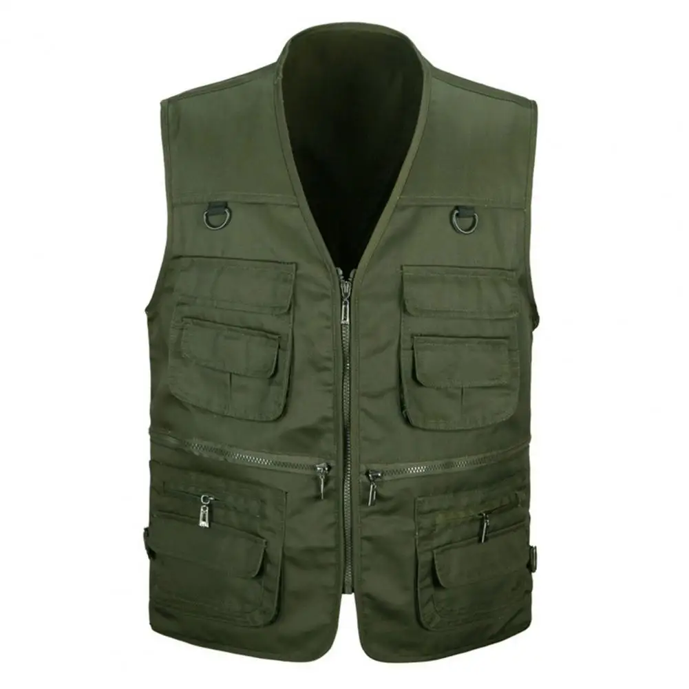 Men Vest Multi-Pockets Cargo Vest Breathable Waistcoat Outdoor Climbing Mountaineering Vest Spring Cardigan Fishing Casual Vests