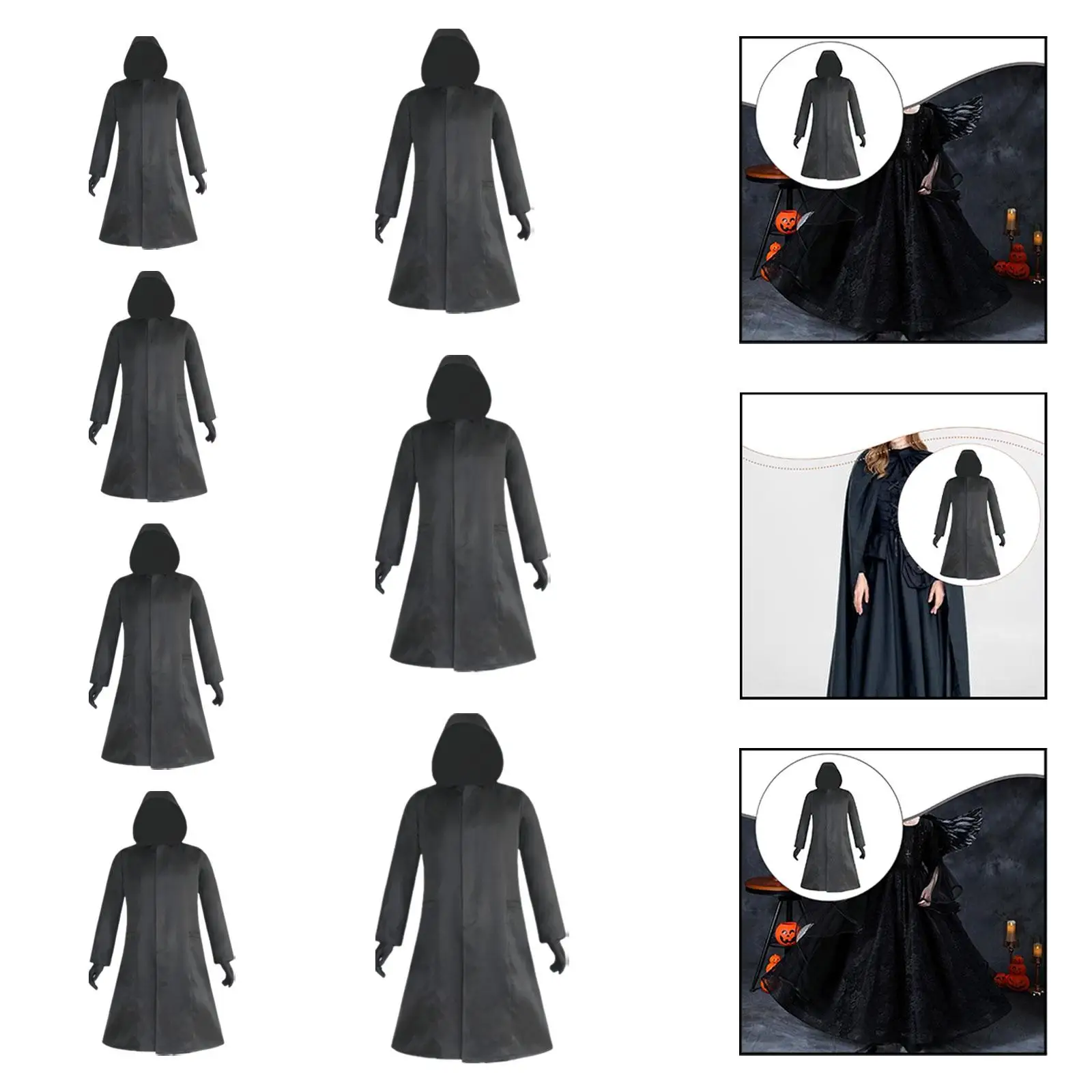 

Halloween Costume Coat Black Cloak for Stage Performances Party Fancy Dress