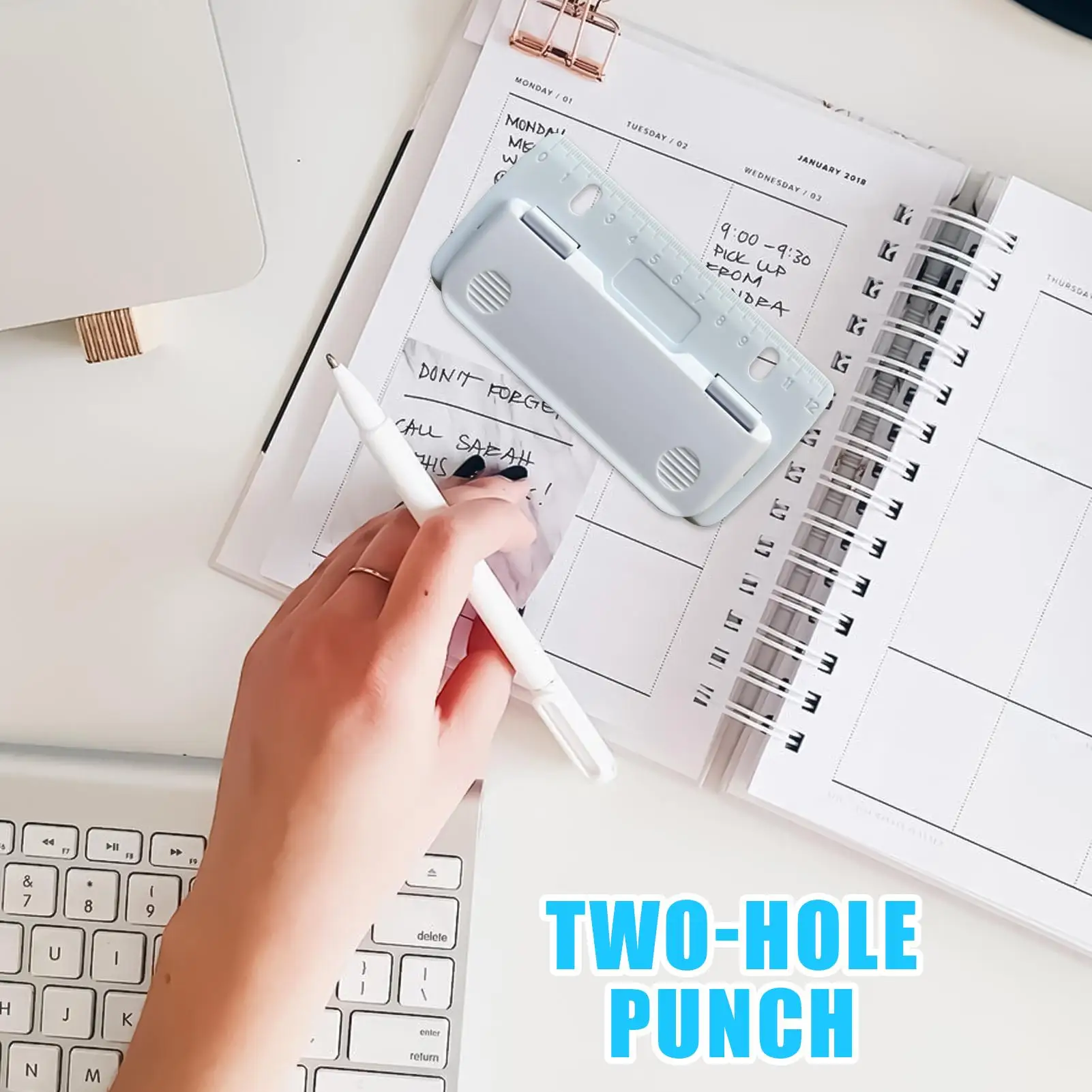 Дырокол Портативные папки с файлами Дырокол с двумя отверстиями 8 см Расстояние между отверстиями Ручные канцелярские товары со шкалой Штамповочный станок для