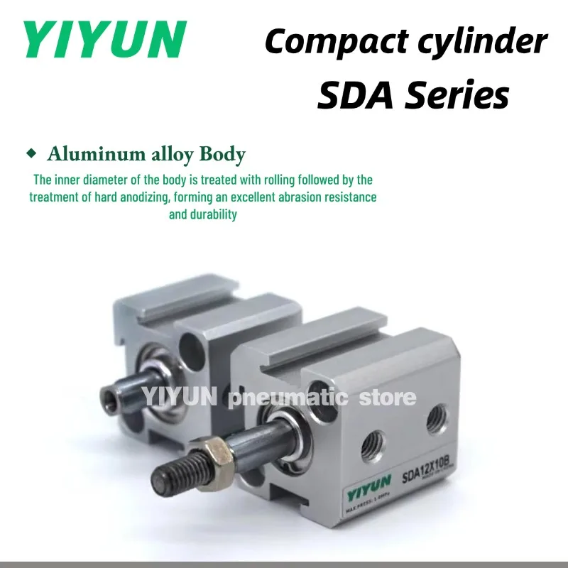 SDA12X5X10X15X20X25X30X35X40X45X50 S B SB YIYUN SDA Series Compact cylinder Pneumatic component tools