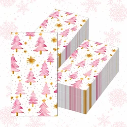 20pcs Pink Christmas Tree  Napkins Disposable Paper Dinner Stars Napkin Bathroom Hand Towels Xmas Party Supplies