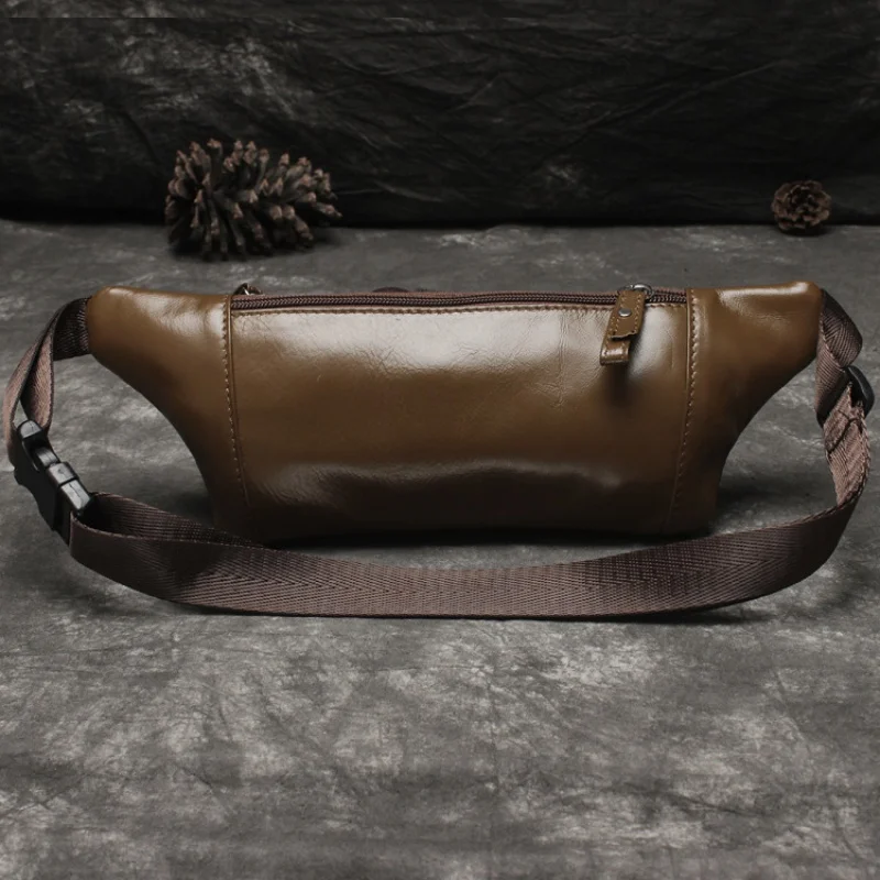 Vintage Genuine Leather Men\'s Waist Bag Fashion Phone Bag Cow Leather Male Shoulder Crossbody Bag Sport Chest Fanny Pack