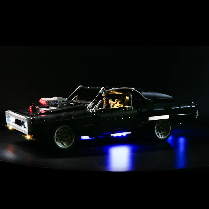 Zestaw świetlny LED DIY do modelu samochodu typu muscle car, sterowany pilotem, LED do ekspozycji 42111 Racing Heritage (tylko światła)
