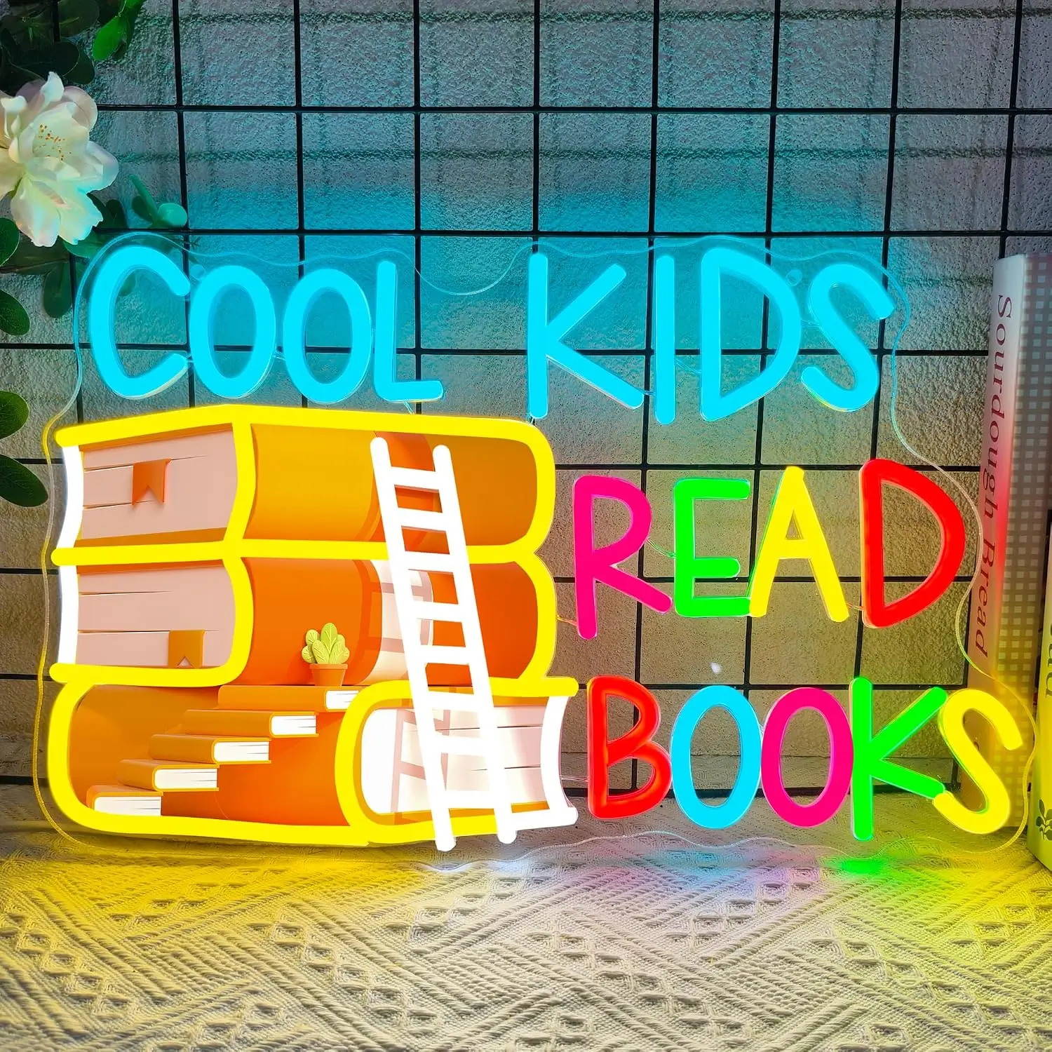 Cool Kids Read Books LED Neon Sign USB Neon Light Kids Bedroom Classroom Library Wall Decor Children Book Lover Birthday Gift