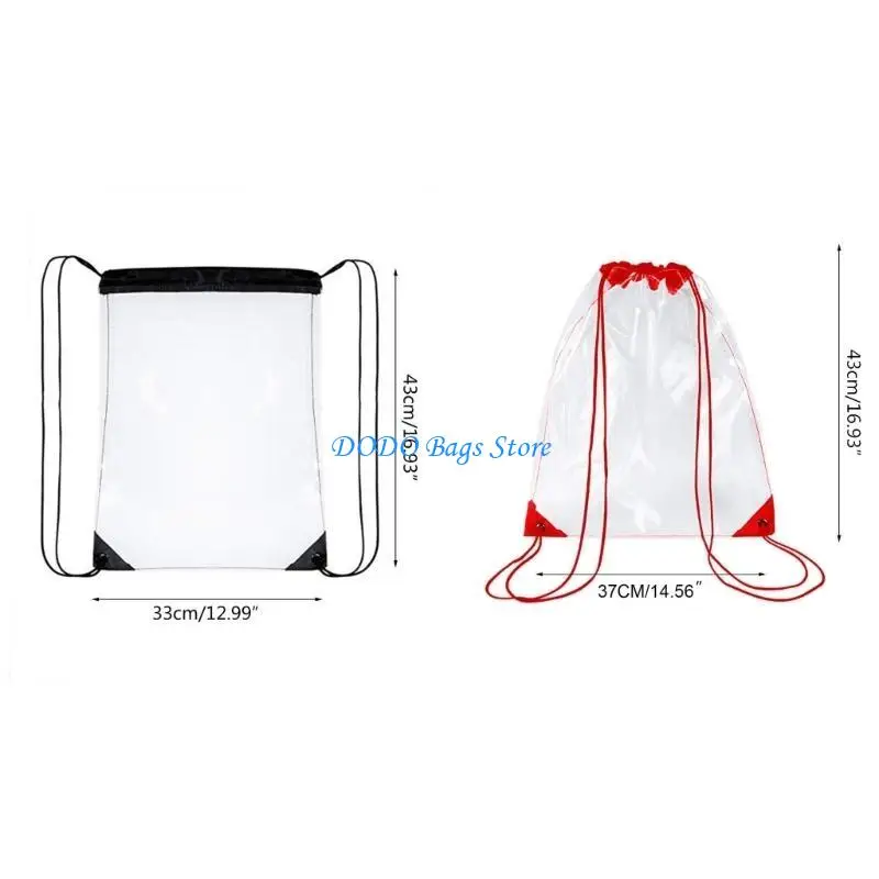 E8FB New Transparent Drawstring Backpack School Tote Gym Bag Sport Pack