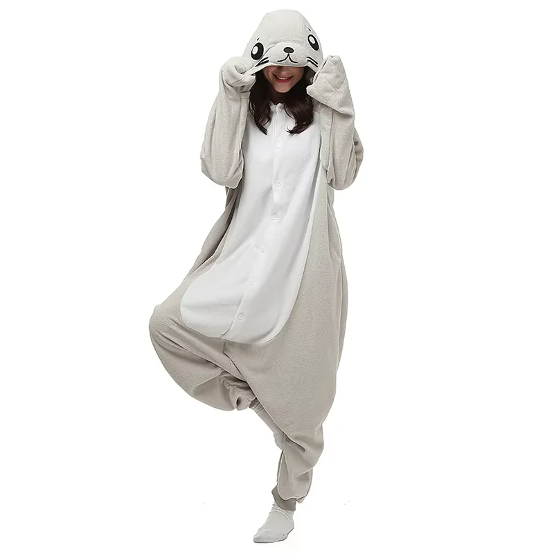 HKSNG Winter Unisex Adult Warm Soft Seal Onesies Pajamas Halloween