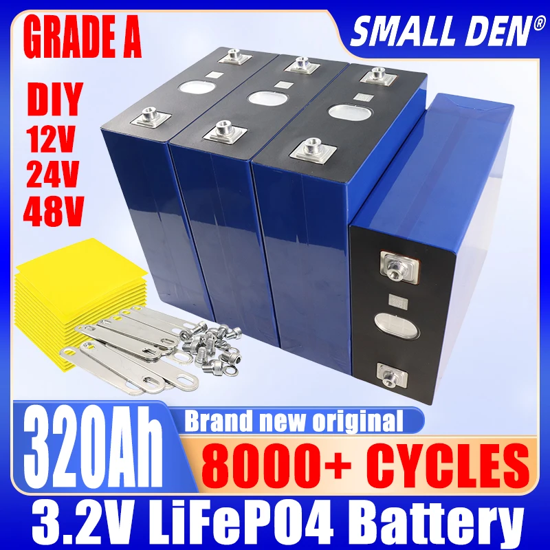 

New 1-32 PCS 3.2V 320Ah Grade A DIY 12V 24V 48V LiFePO4 battery electric scooter RV lithium iron phosphate solar storage system