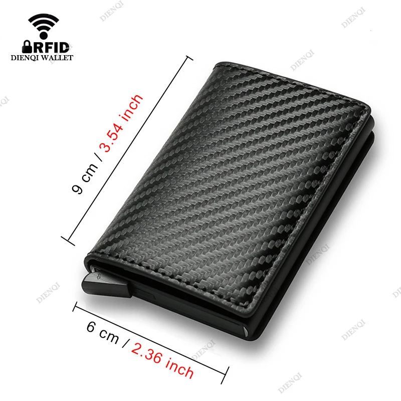 Rfid Aluminum Men Wallet Card Holders Purse Carbon Fiber Men Business Slim Thin Smart Wallet Credit Cardholder Case Note Holder