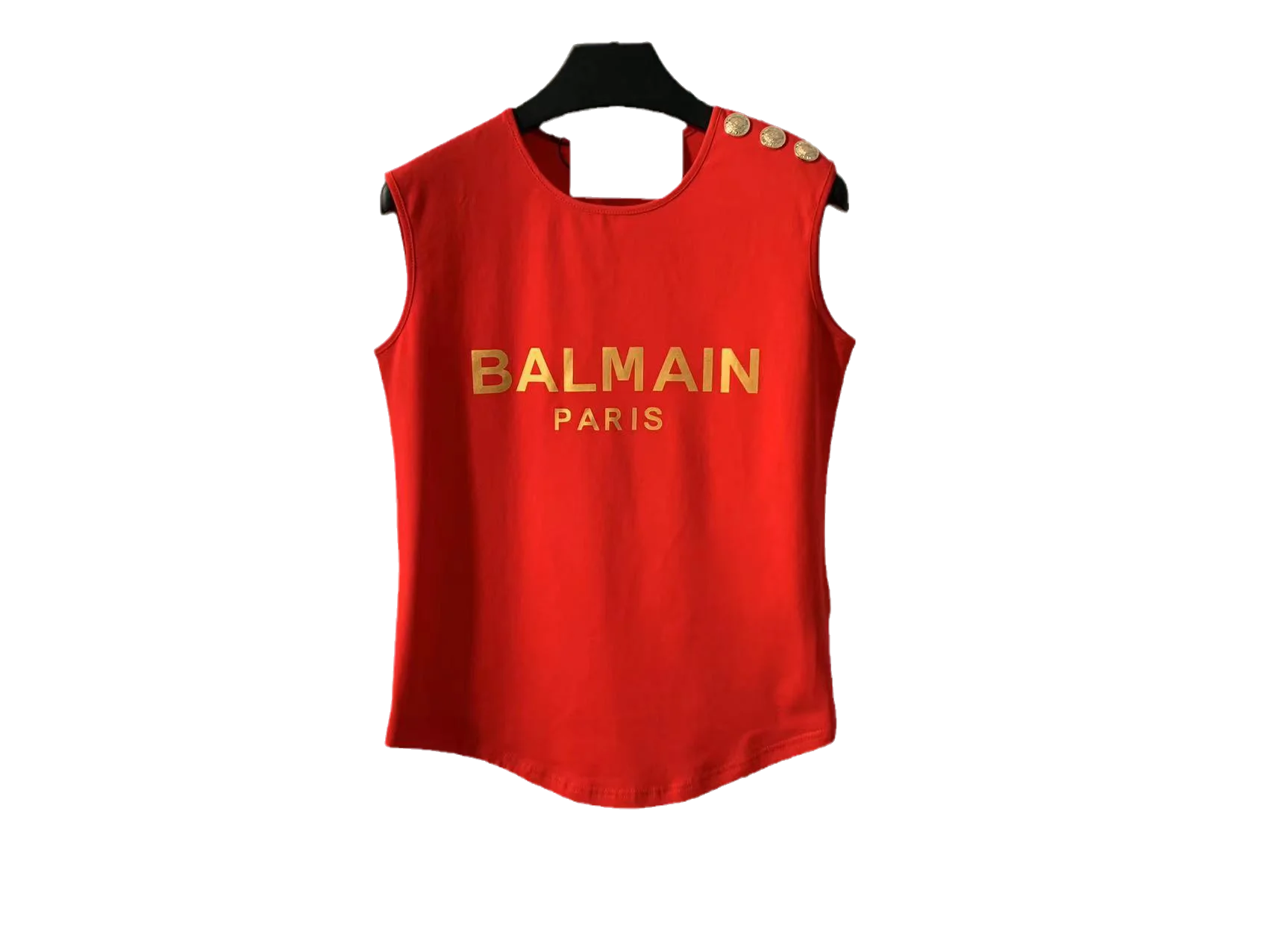 

Pure Cotton Svel Vest 2025 Spring Summer New Sle Gold Button round Ne Cute Sle College Sweet Sle Women's T-irt