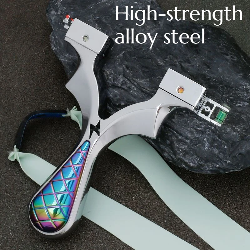 

NEW High Quality High-precision Metal Slingshot A Powerful Adult Outdoor Camping Hunting Tool with Upgraded Flat Rubber Bands