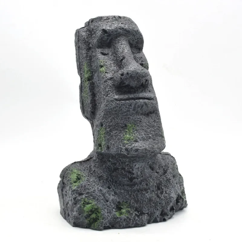 Aquarium Moai Statues Easter Island Head Ornaments Fish Tank Landscaping Decor Home Tabletop Terrarium Aquascaping