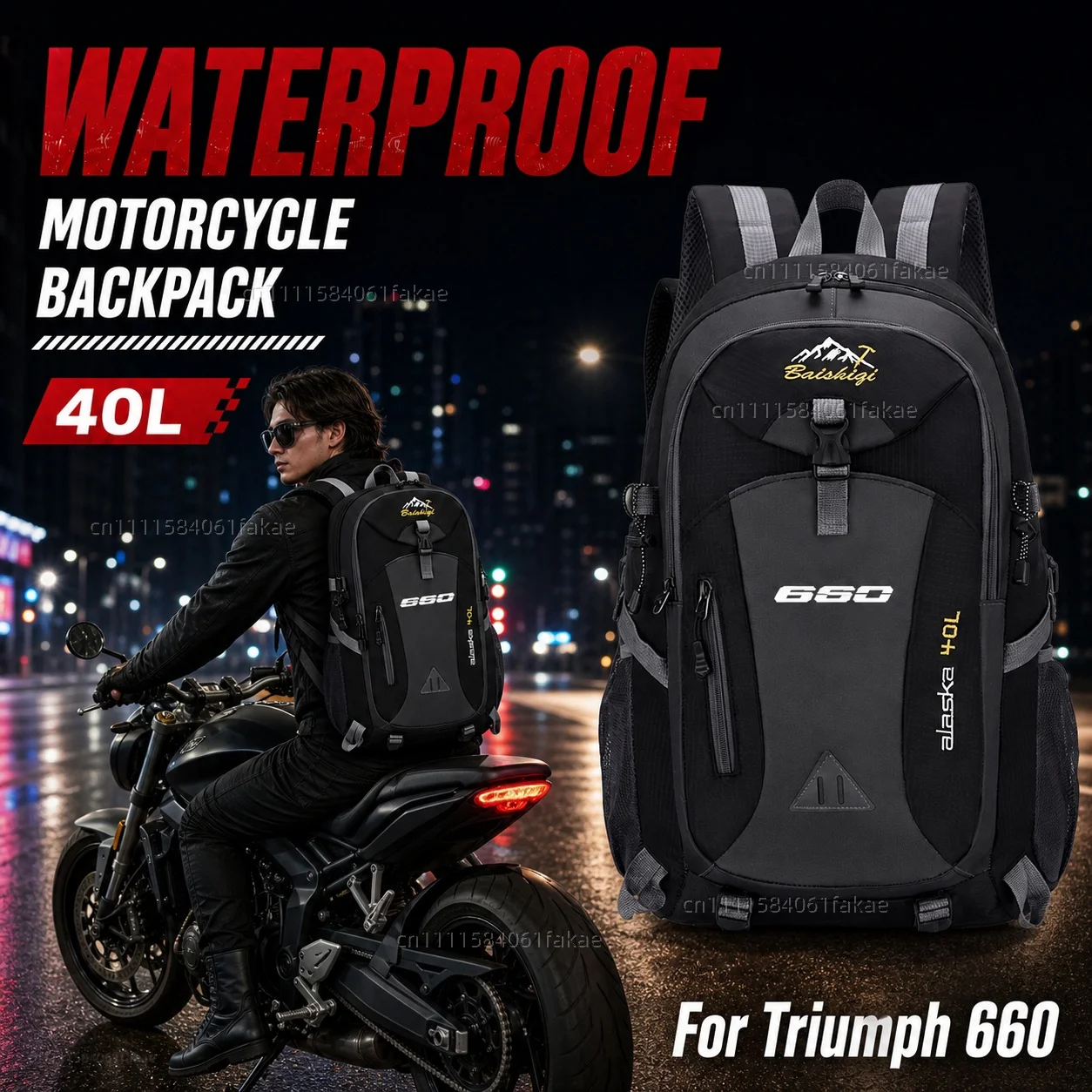 For Triumph Trident 660 Sport Tiger 660 Trident660 Motorcycle Backpack 40L Waterproof Travel Backpack Outdoor Hiking Camping