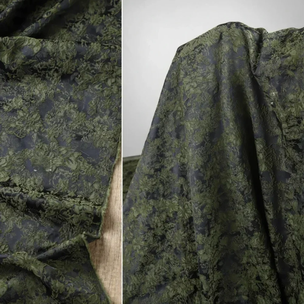 

Китайская темно-зеленая жаккардовая ткань в стиле ретро с темным узором, платье Cheongsam, одежда, дизайнерская ткань для шитья своими руками