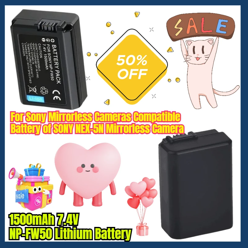 Akumulator litowy 1500mAh 7.4V NP-FW50 do aparatów bezlusterkowych Sony, kompatybilny z aparatem bezlusterkowym SONY NEX-5N