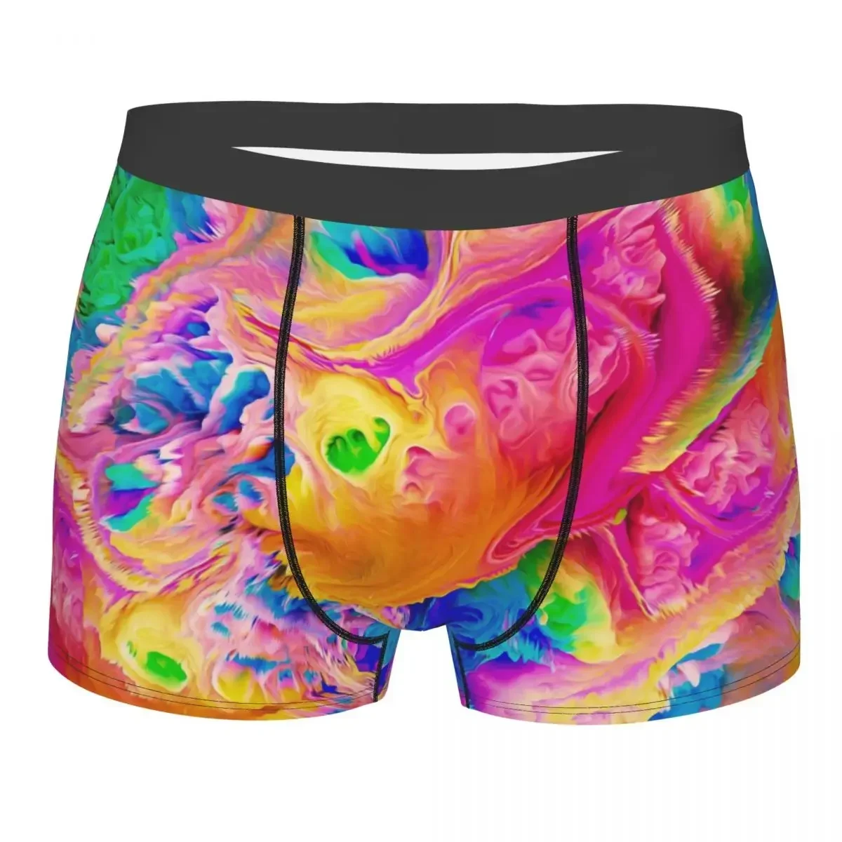 Funny Boxer Shorts Panties Briefs Men's Colorful Abstract Texture Digital Art Underwear Soft Underpants for Male