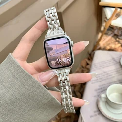 Diamond Metal Strap for Apple Watch Series 10 9 8 Band 46mm 42mm 45mm 41mm 40mm 44mm Women Bracelet iWatch Wristband 7 6 se Belt