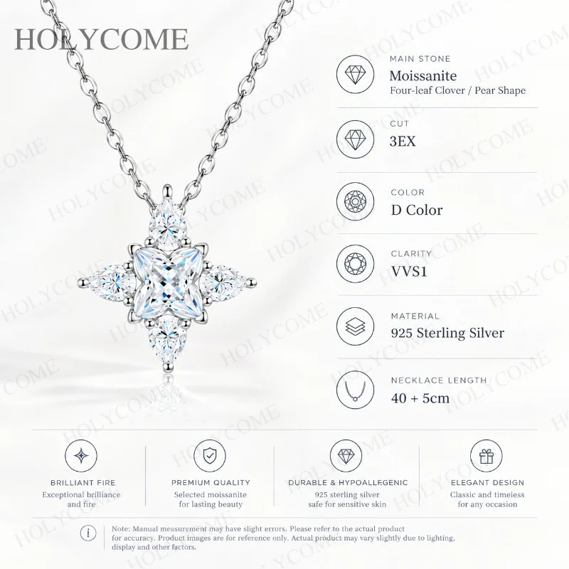 Moissanit-Halskette mit Anhänger für Damen, Farbe D, VVS1, für Hochzeit und Verlobung, 925er Sterlingsilber, edler Schmuck, Geschenk – Detail 7