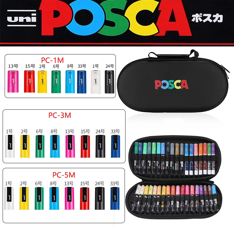 

Сумка для хранения Uni POSCA для 36 маркеров, акриловый постер, граффити, цветные подвески, набор для рисования, caneta posca