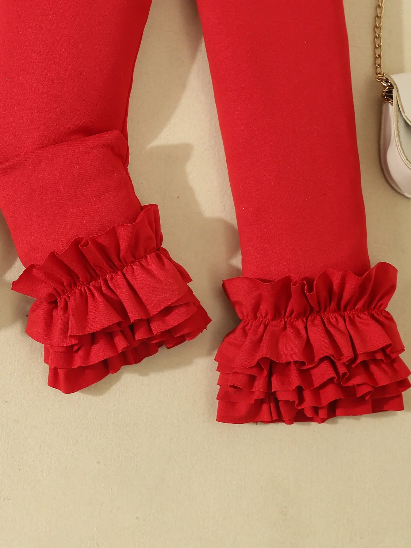 Autumn Toddler Kids Girls  Clothes  Solid Leggings  Layered Ruffle Hem Pants Kids Girls Trousers