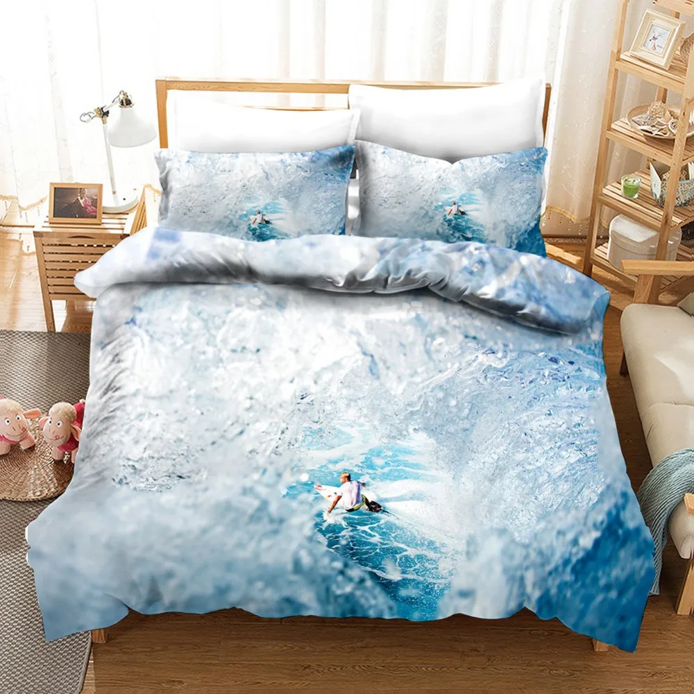 Bikini Surfing Bedding Set Hawaiian Style Fresh Duvet Cover Coconut Tree Single Twin Double Queen King Unique Design Bedclothes