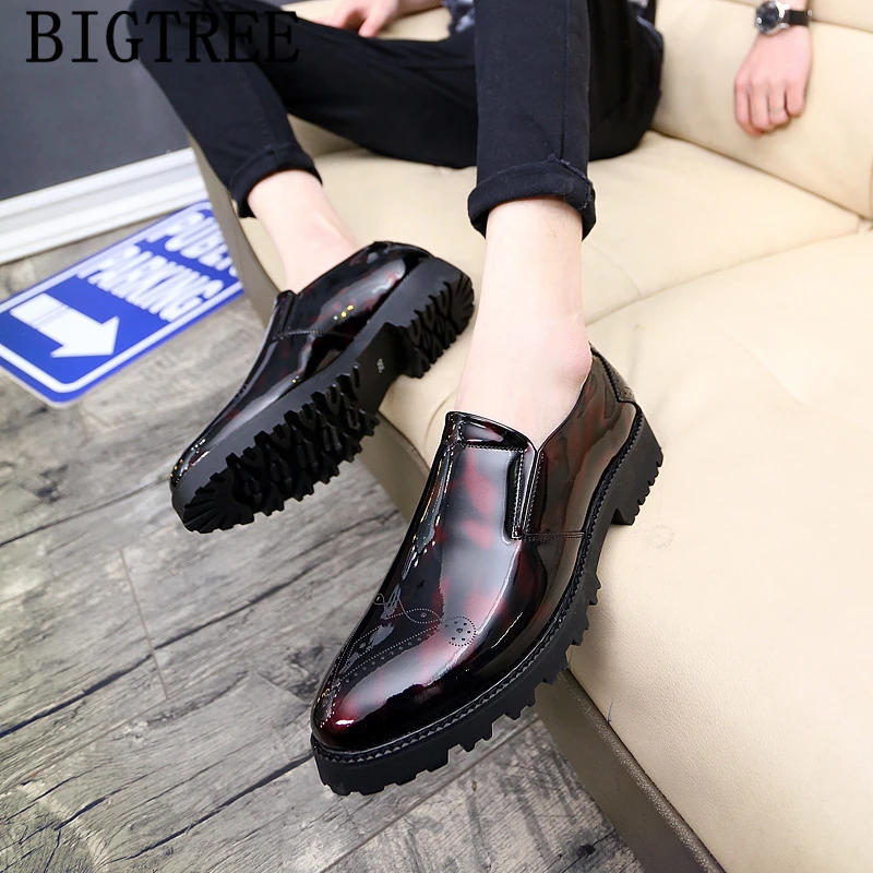 Patent Leather Shoes For Men Coiffeur Brogue Shoes Men Formal Elegant Shoes Men Dress Luxury Italian Brand Chaussure Homme Bona