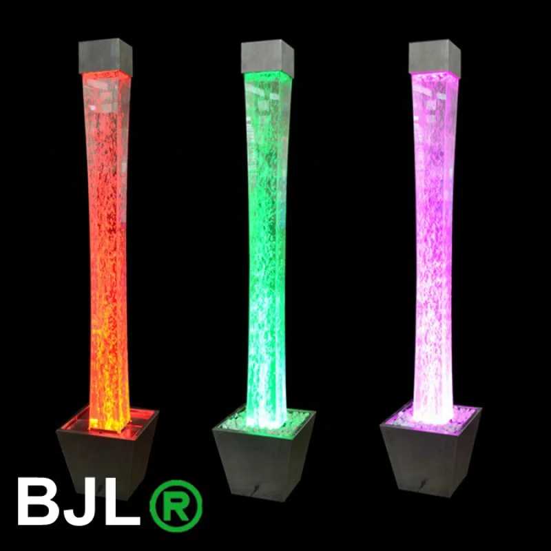 

Custom. indoor decoration Led square tube acrylic aquarium dancing water fountain bubble lamp