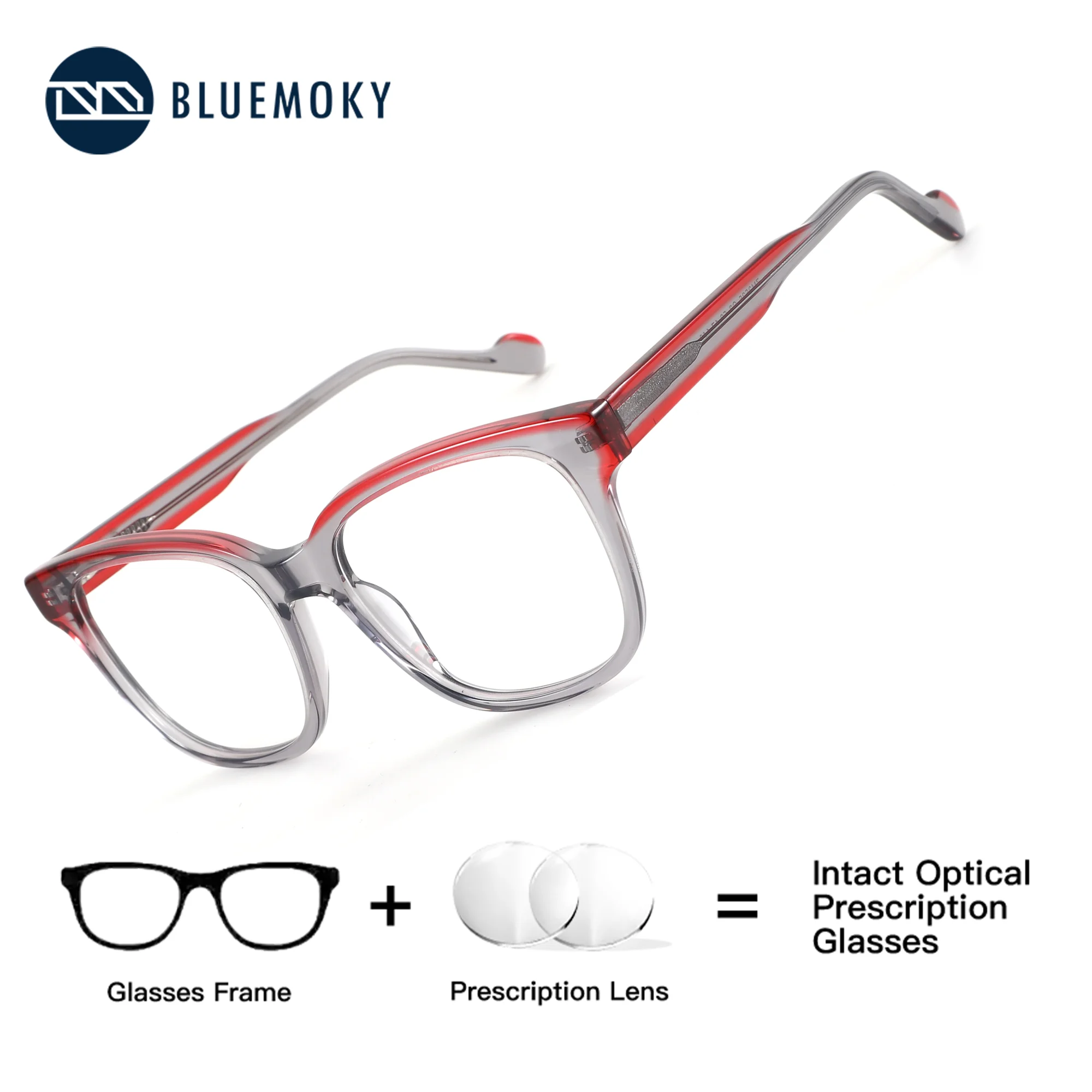 

BLUEMOKY Square Acetate Prescription Glasses Women Photochromic Anti Blue Light Progressive Dafocal Optical Eyewear
