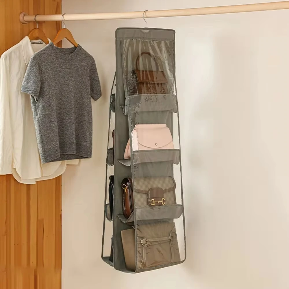 Handbag Hanging Storage Bag Storage Hanging Bag Non-Woven Multi-Layer Wardrobe Storage Dustproof Double-Sided Storage Bag