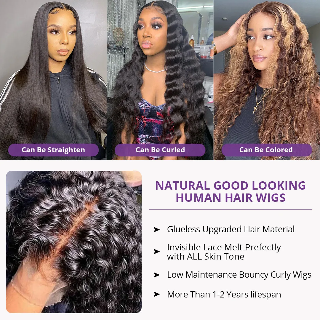 Yarra Water Wave 13x4 Transparent Lace Front Wigs Brazilian Remy Pre Plucked Human Hair Wigs Lace Frontal Human Hair For Women