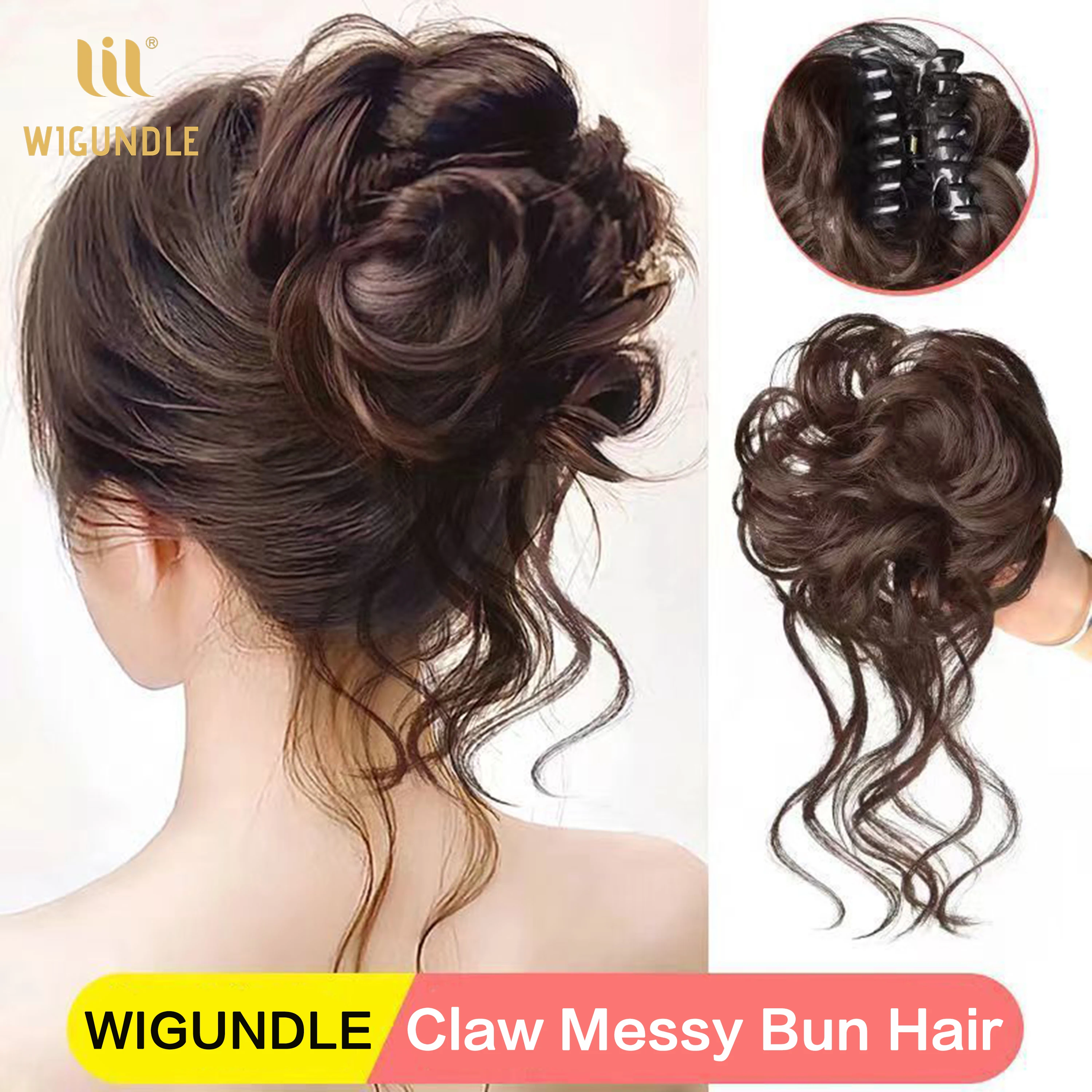 Claw Messy Bun Hair Pieces Clip Wavy Curly Hair Chignon Clip in Hairpieces Tousled Updo Donut Hair Bun Synthetic Fake Hair