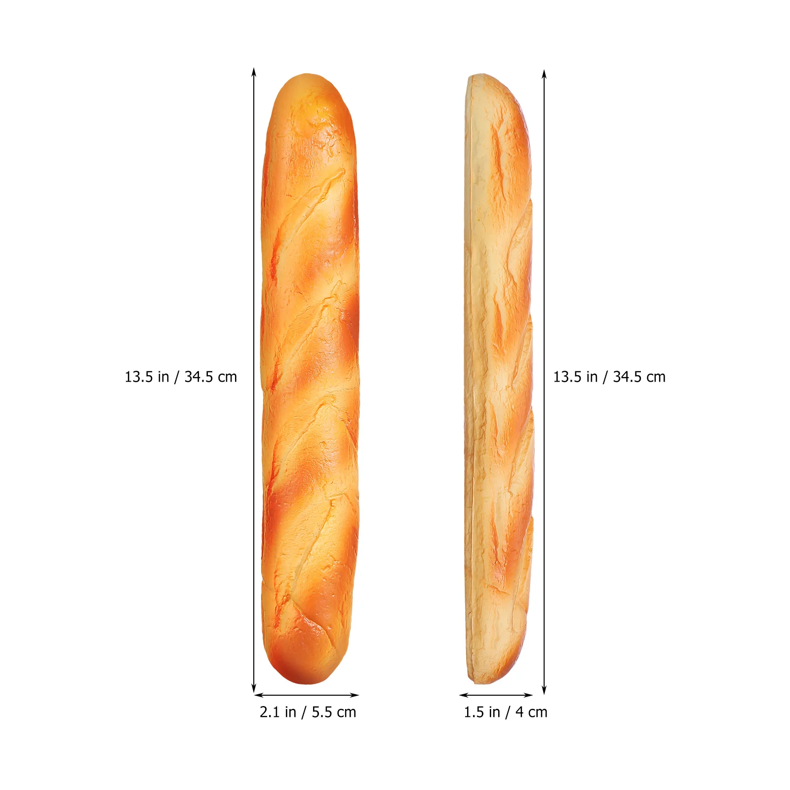 2개 인조 빵: 주방 장식, 베이커리 디스플레이, 사진 소품, 역할 놀이용 사실적인 인조 프랑스 빵