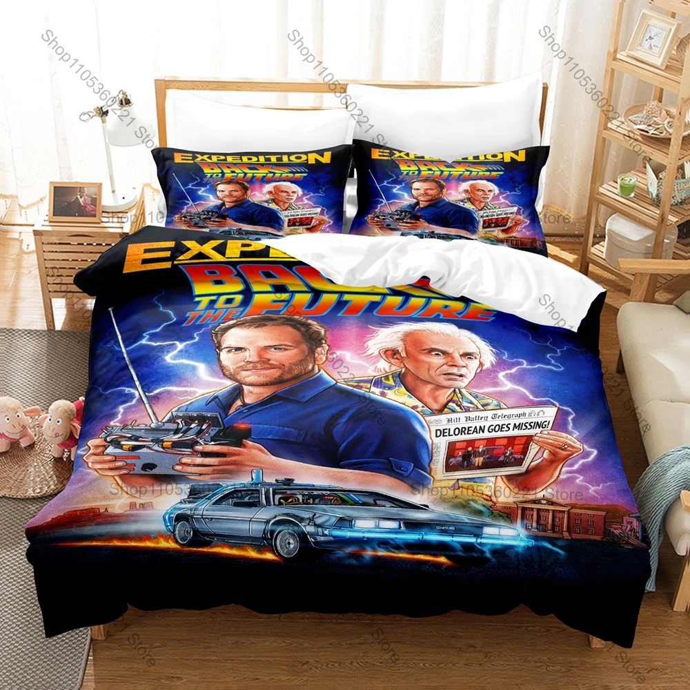 Personality 3D Print Back to the Future Bedding Set New Soft Duvet Cover Pillowcase Bed Set for Movie Lovers All Season Bedroom