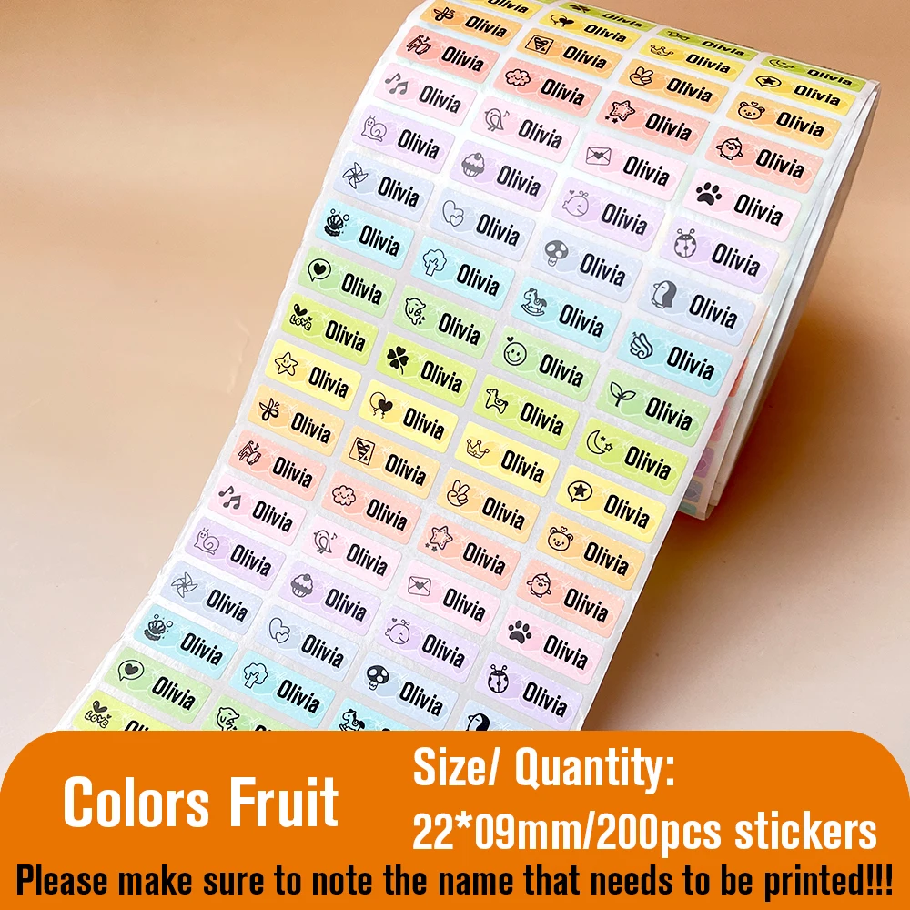 Kawaii wasserfester Namensschild-Aufkleber, selbstklebende Briefpapier-Aufkleber, personalisierbares Namensschild für Kinder, Schulflasche
